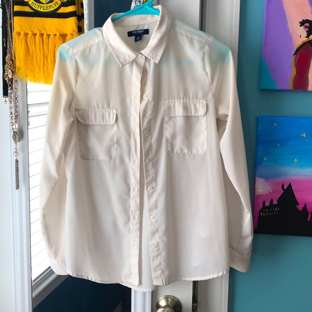 White collared button-down shirt